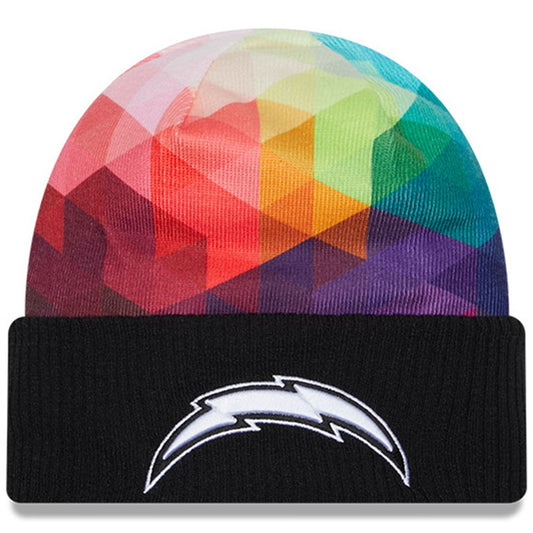 Youth New Era  Black Los Angeles Chargers 2023 NFL Crucial Catch Cuffed Knit Hat