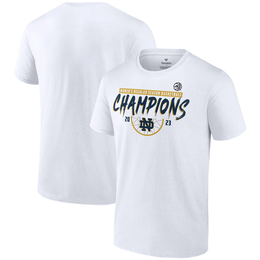 White Notre Dame Fighting Irish 2023 ACC Women's Basketball Regular Season Champions T-Shirt