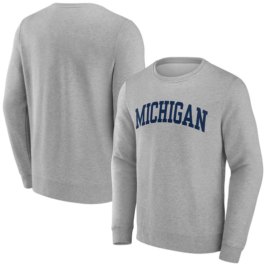 Men's Gray Michigan Wolverines Basic Arch Sweatshirt