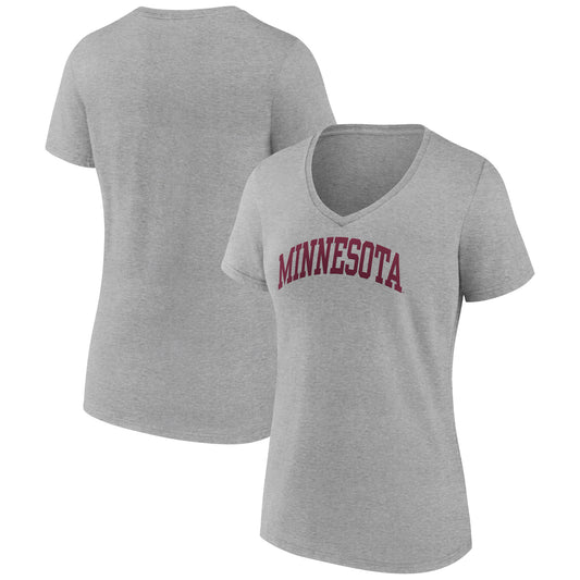 Women's Gray Minnesota Golden Gophers Basic Arch V-Neck T-Shirt