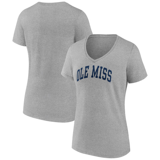 Women's Gray Ole Miss Rebels Basic Arch V-Neck T-Shirt