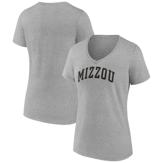 Women's Gray Missouri Tigers Basic Arch V-Neck T-Shirt