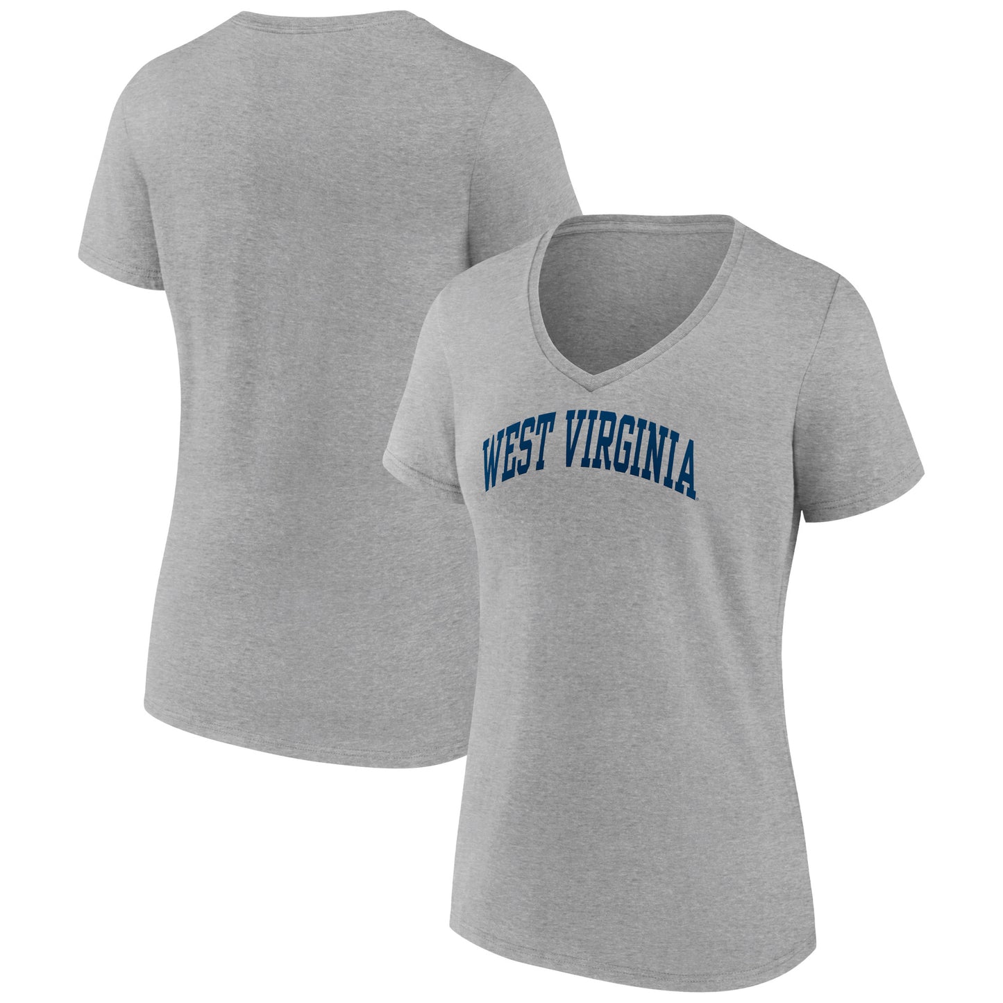 Women's Gray West Virginia Mountaineers Basic Arch V-Neck T-Shirt