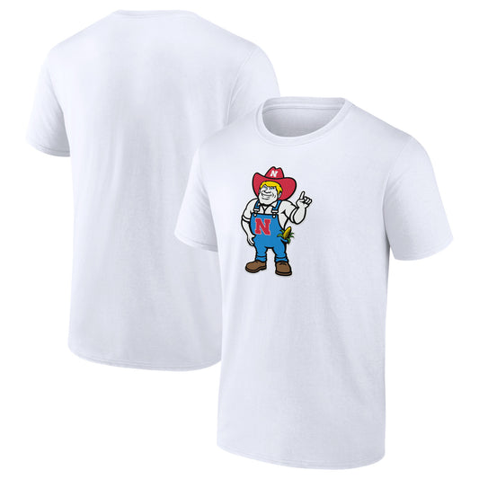 Men's  White Nebraska Huskers Herbie Mark Mascot T-Shirt