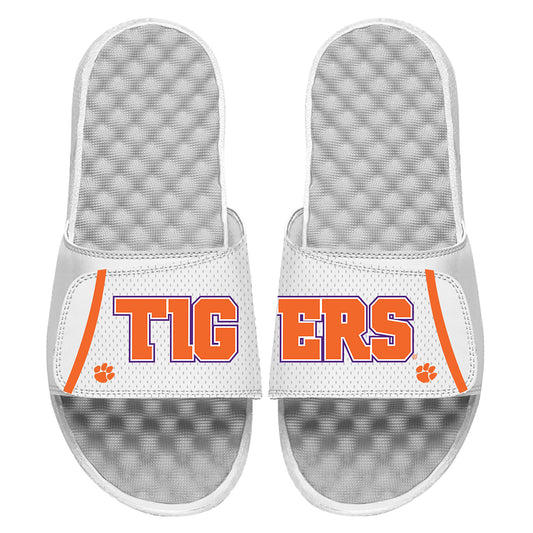 Youth ISlide  White Clemson Tigers Basketball Jersey Pack Slide Sandals