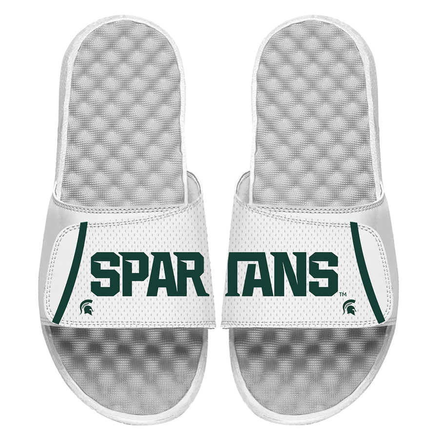 Youth ISlide  White Michigan State Spartans Basketball Jersey Pack Slide Sandals