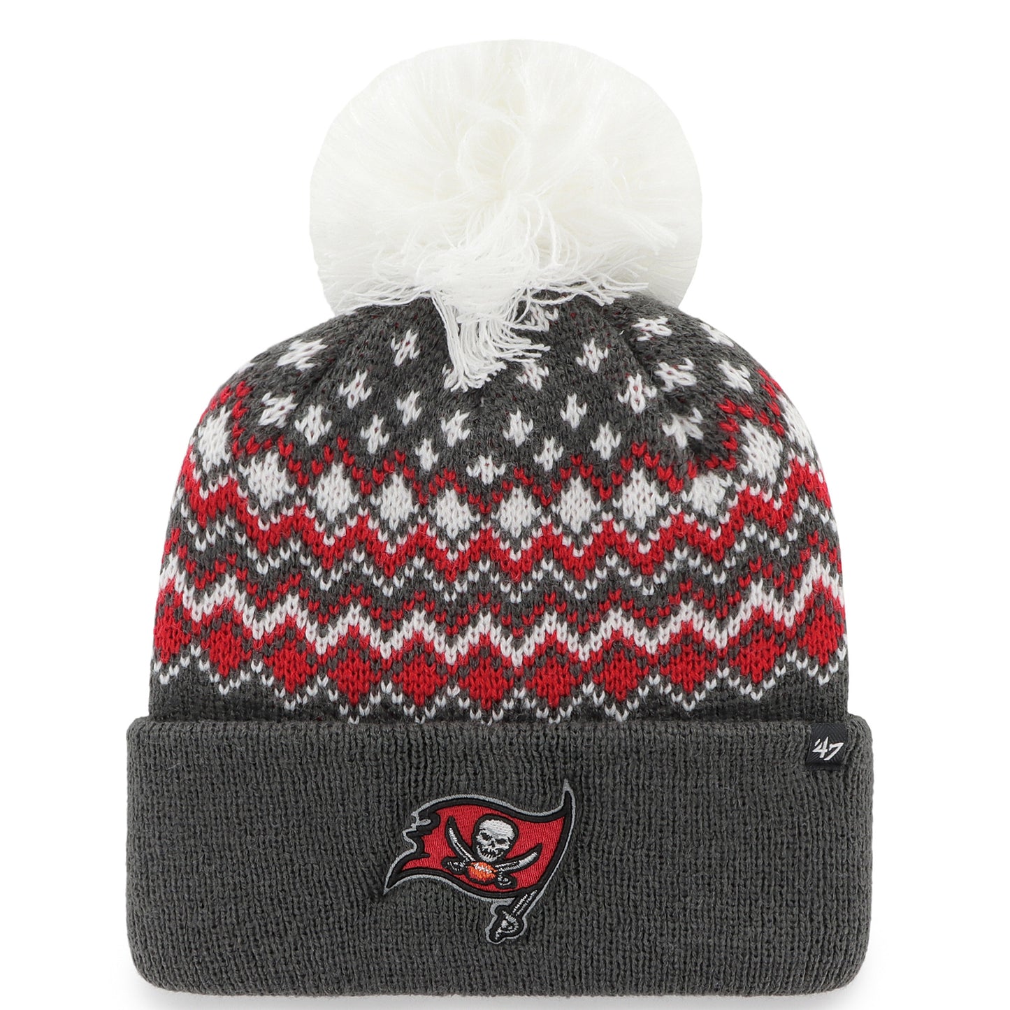 Women's '47 Graphite Tampa Bay Buccaneers Elsa Cuffed Pom Knit with Hat