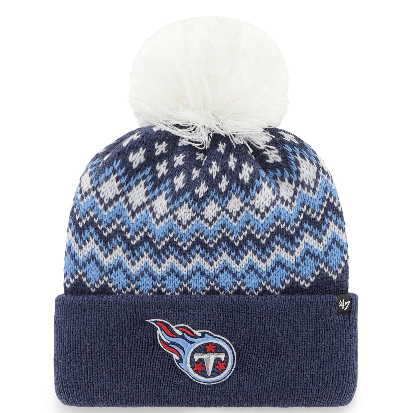 Women's '47 Navy Tennessee Titans Elsa Cuffed Pom Knit with Hat