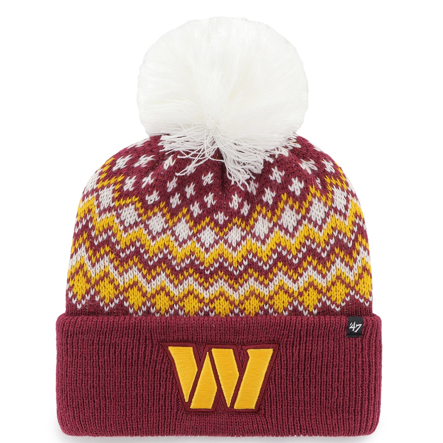 Women's '47 Burgundy Washington Commanders Elsa Cuffed Pom Knit with Hat