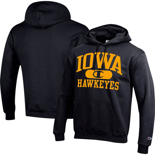 Men's Champion Black Iowa Hawkeyes Arch Pill Pullover Hoodie