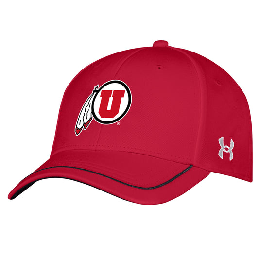 Youth Under Armour Red Utah Utes Blitzing Accent Performance Adjustable Hat