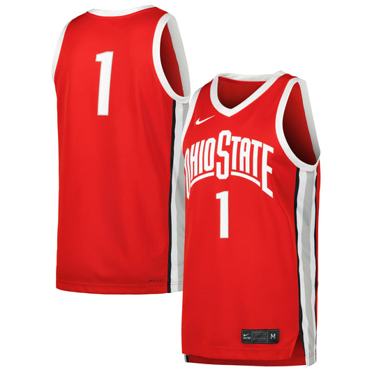 Men's Nike #1 Scarlet Ohio State Buckeyes Replica Jersey