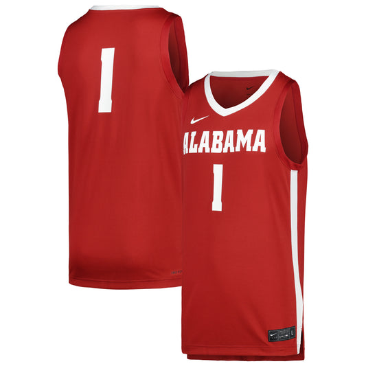 Men's Nike #1 Crimson Alabama Crimson Tide Replica Jersey