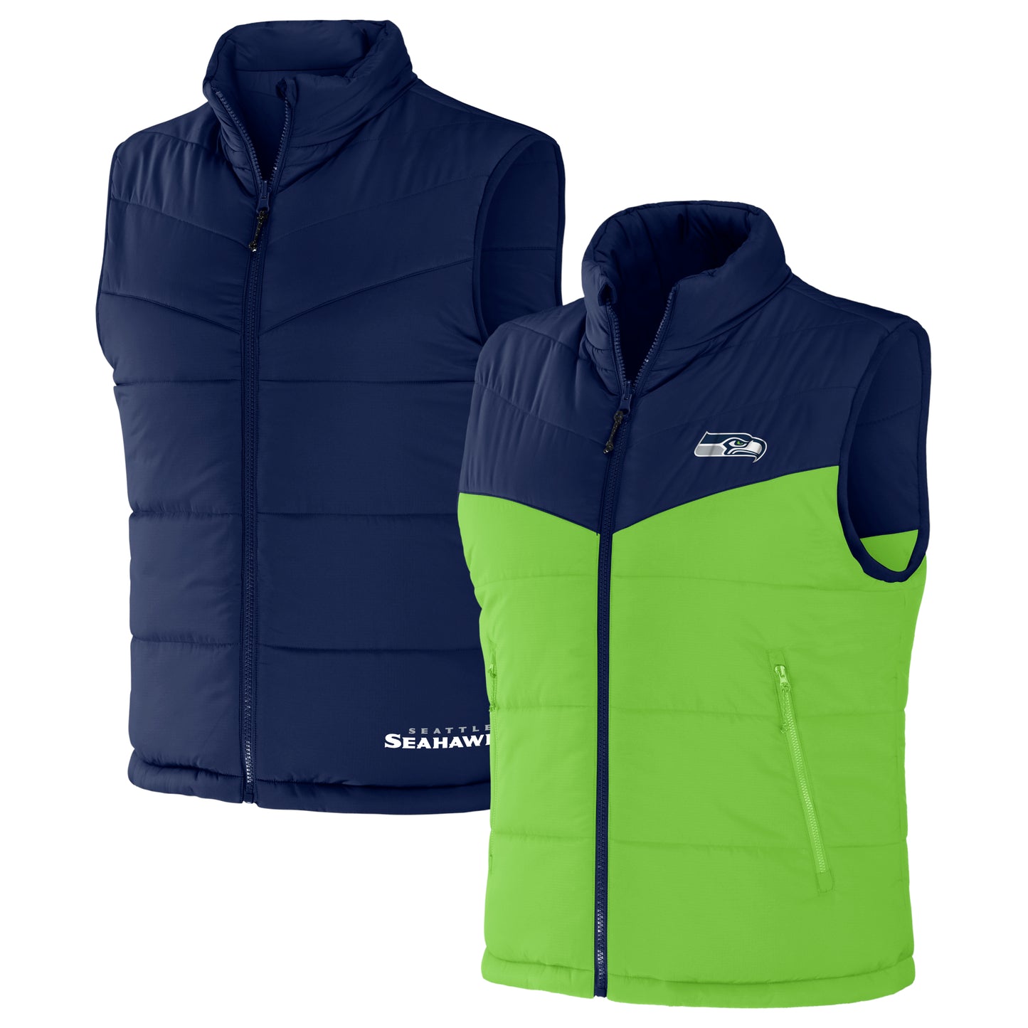 Men's NFL x Darius Rucker Collection by Fanatics Navy Seattle Seahawks Colorblocked Full-Zip Vest