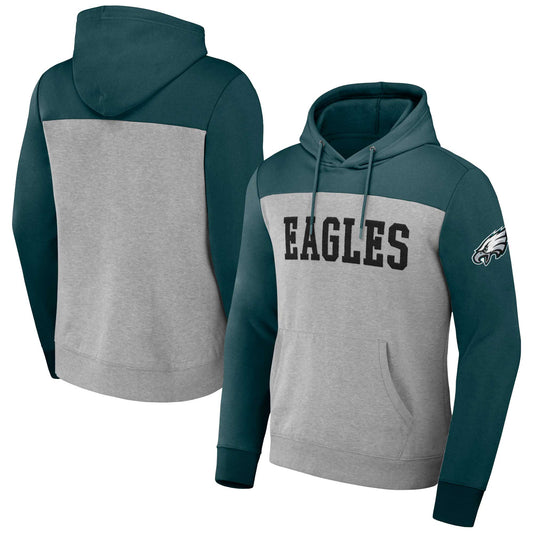 Men's NFL x Darius Rucker Collection by Fanatics Heather Gray Philadelphia Eagles Color Blocked Pullover Hoodie