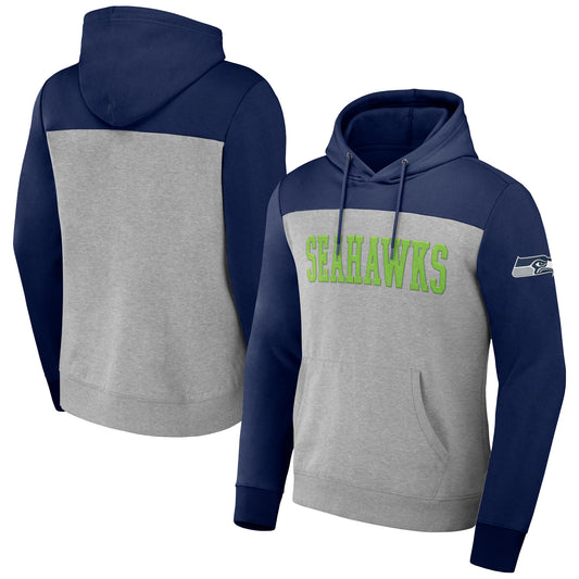 Men's NFL x Darius Rucker Collection by Fanatics Heather Gray Seattle Seahawks Color Blocked Pullover Hoodie