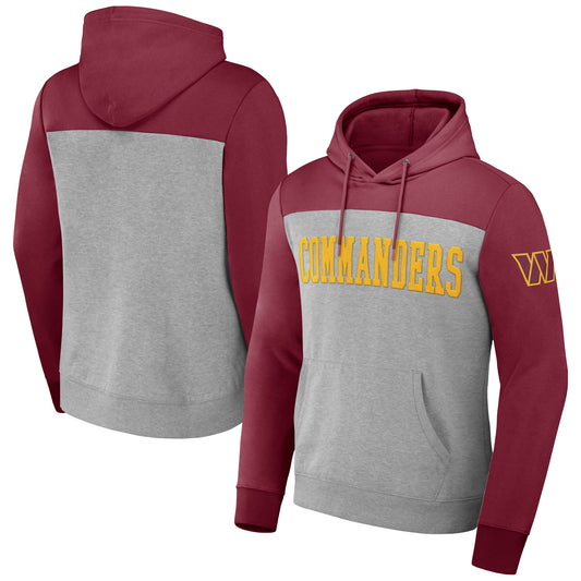 Men's NFL x Darius Rucker Collection by Fanatics Heather Gray Washington Commanders Color Blocked Pullover Hoodie