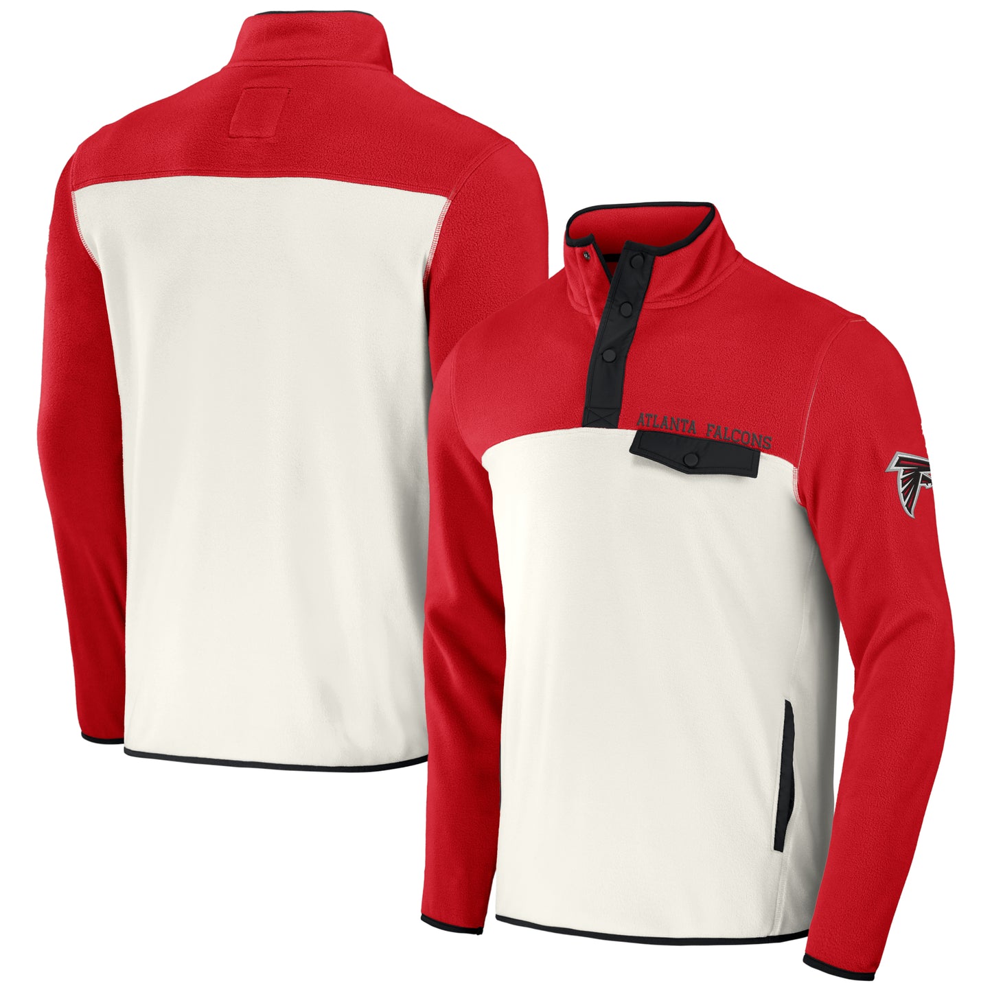 Men's NFL x Darius Rucker Collection by Fanatics Red/Cream Atlanta Falcons Micro Fleece Quarter-Snap Jacket