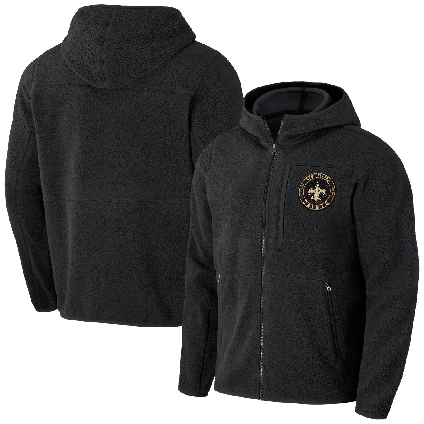 Men's NFL x Darius Rucker Collection by Fanatics  Black New Orleans Saints Sherpa Full-Zip Hoodie