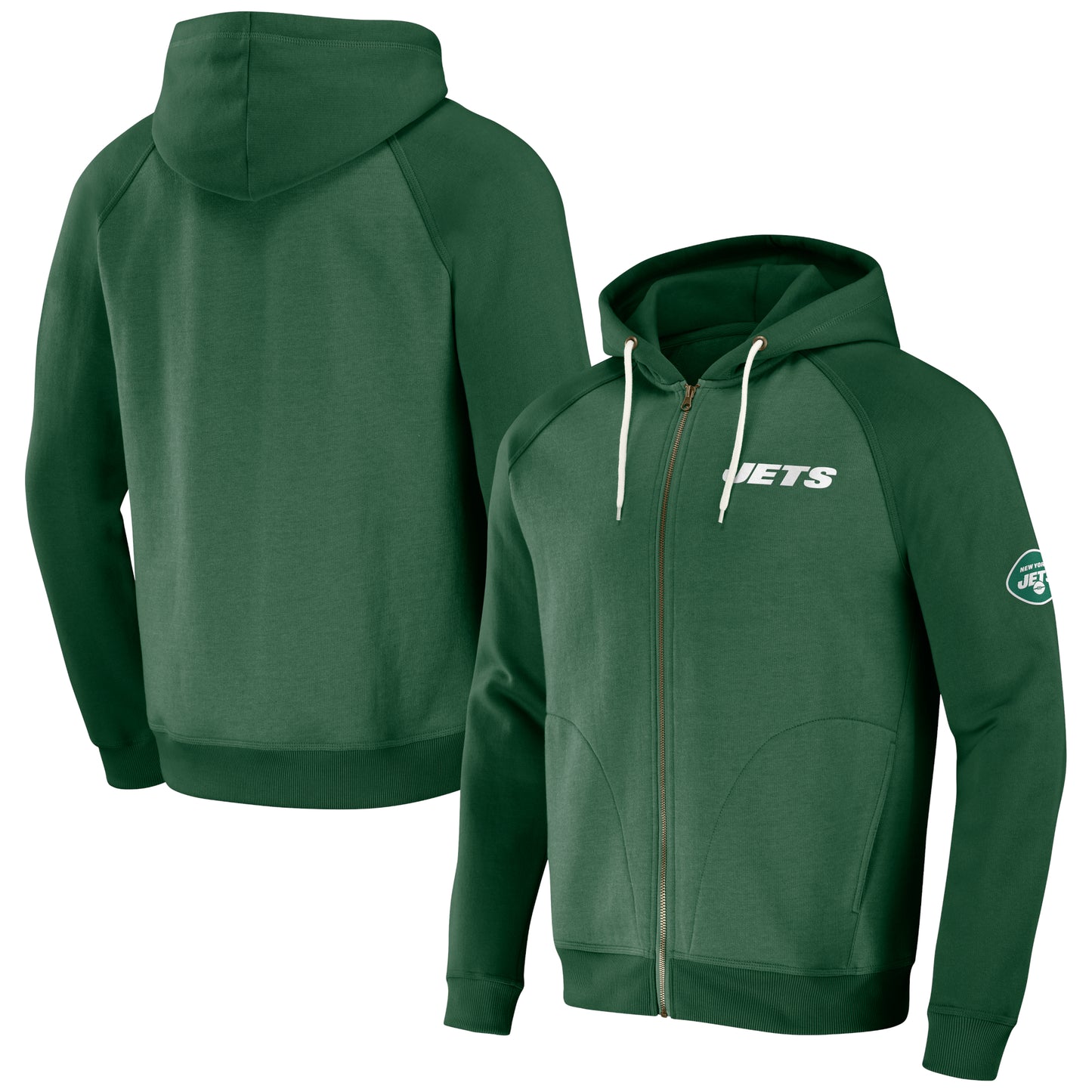 Men's NFL x Darius Rucker Collection by Fanatics Green New York Jets Raglan Full-Zip Hoodie