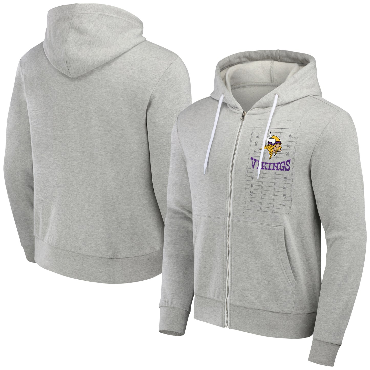 Men's NFL x Darius Rucker Collection by Fanatics Heather Gray Minnesota Vikings Domestic Full-Zip Hoodie