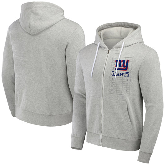 Men's NFL x Darius Rucker Collection by Fanatics Heather Gray New York Giants Domestic Full-Zip Hoodie