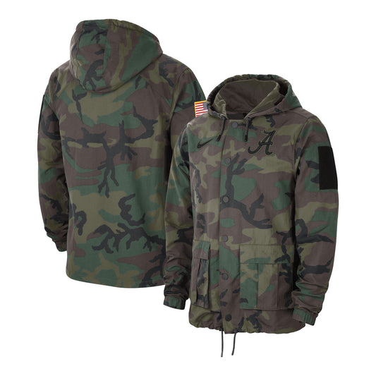 Men's Nike Camo Alabama Crimson Tide Military Pack Lightweight Hoodie Performance Full-Snap Jacket