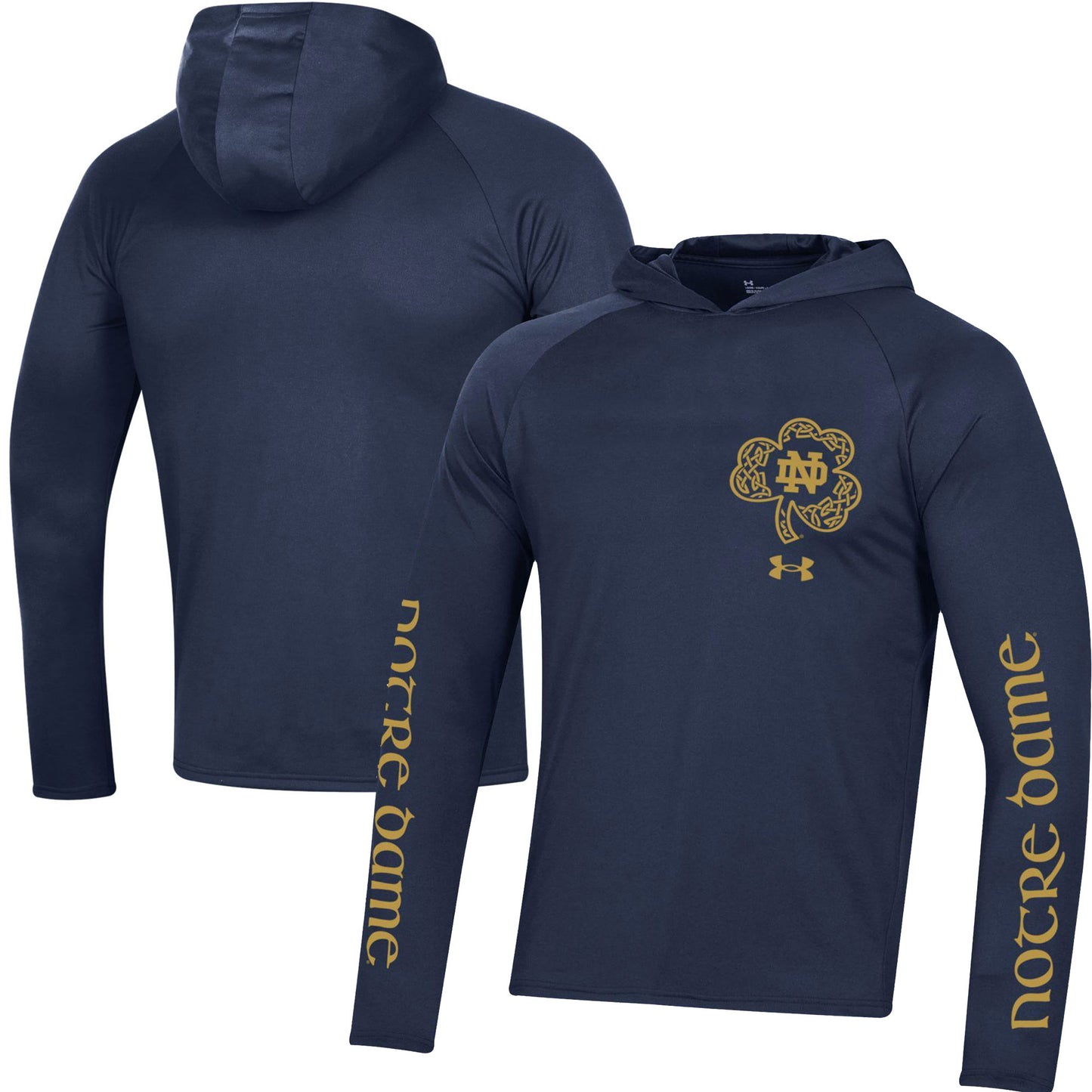 Men's Under Armour Navy Notre Dame Fighting Irish 2023 Aer Lingus College Football Classic Long Sleeve Hoodie T-Shirt