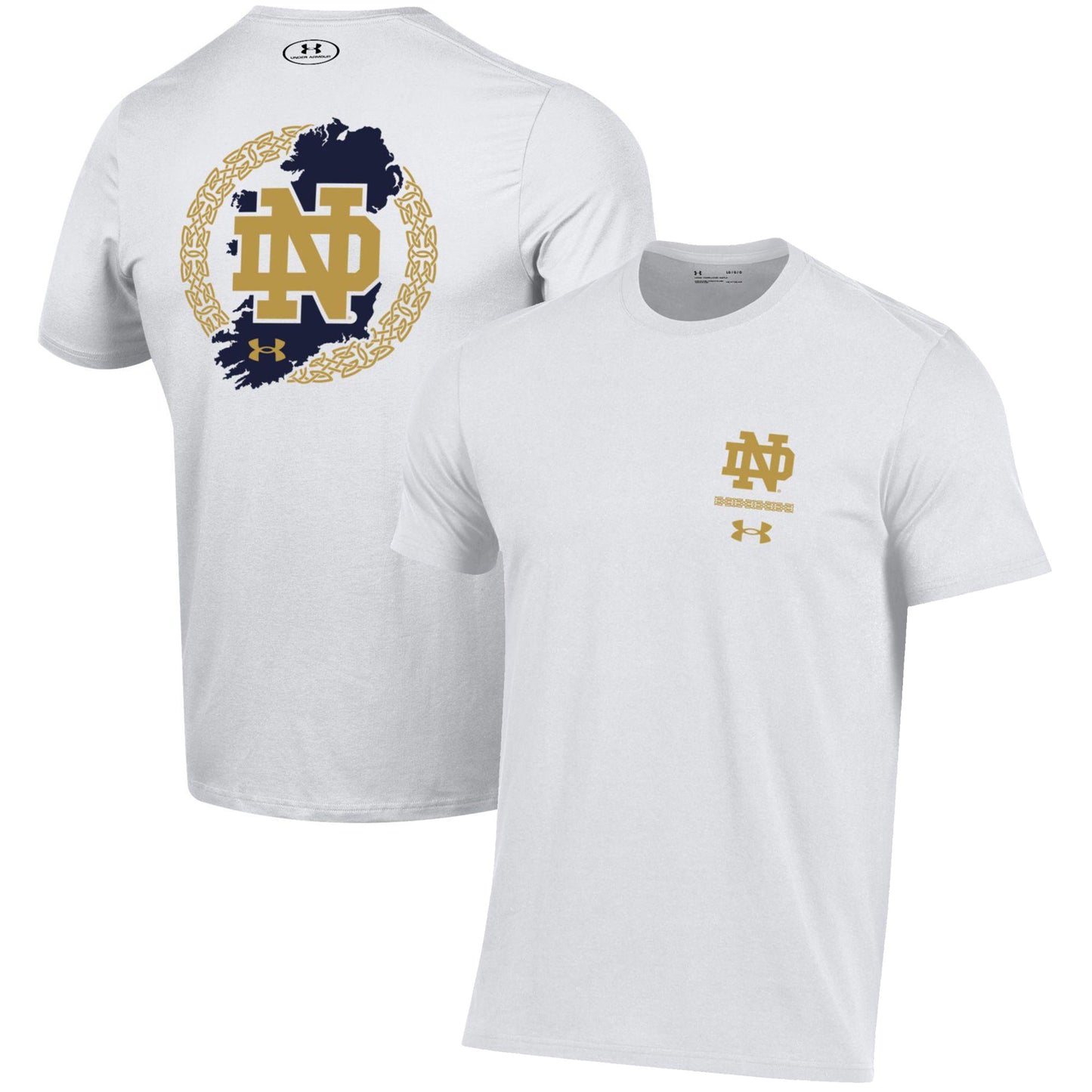 Men's Under Armour  White Notre Dame Fighting Irish 2023 Aer Lingus College Football Classic Map Performance Cotton T-Shirt