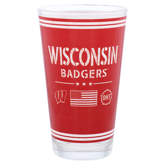 Wisconsin Badgers 16oz. OHT Military Appreciation Pint Glass