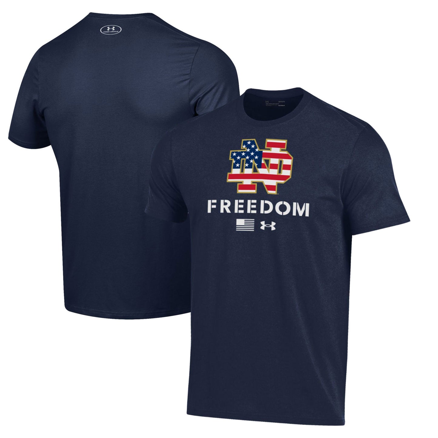 Men's Under Armour  Navy Notre Dame Fighting Irish Freedom Flag Performance T-Shirt