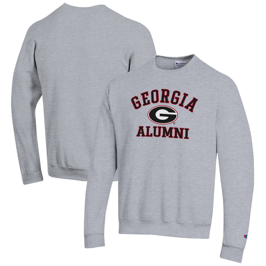 Men's Champion  Gray Georgia Bulldogs Alumni Logo Arch Pullover Sweatshirt