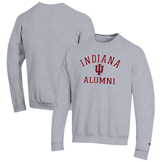 Men's Champion  Gray Indiana Hoosiers Alumni Logo Arch Pullover Sweatshirt