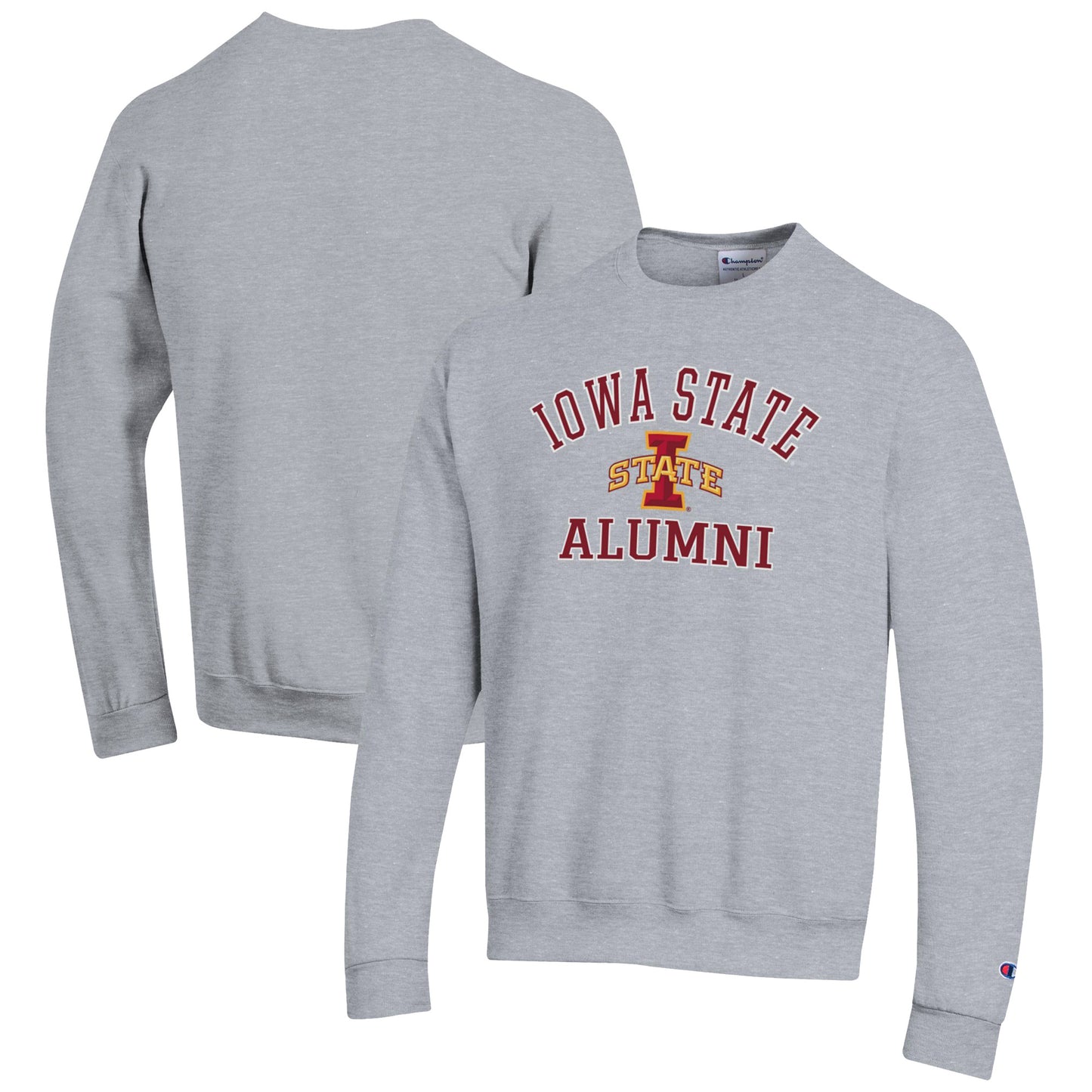 Men's Champion  Gray Iowa State Cyclones Alumni Logo Arch Pullover Sweatshirt