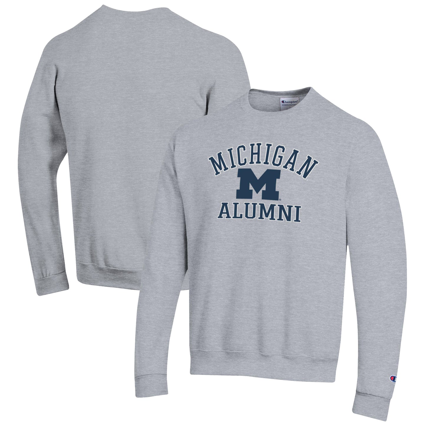 Men's Champion  Gray Michigan Wolverines Alumni Logo Arch Pullover Sweatshirt