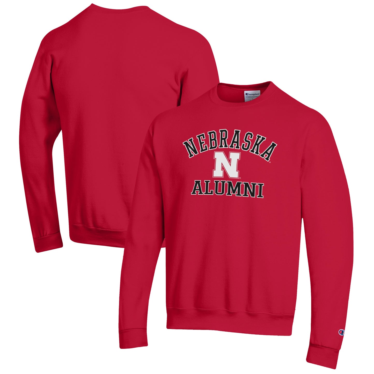 Men's Champion  Scarlet Nebraska Huskers Alumni Logo Arch Pullover Sweatshirt