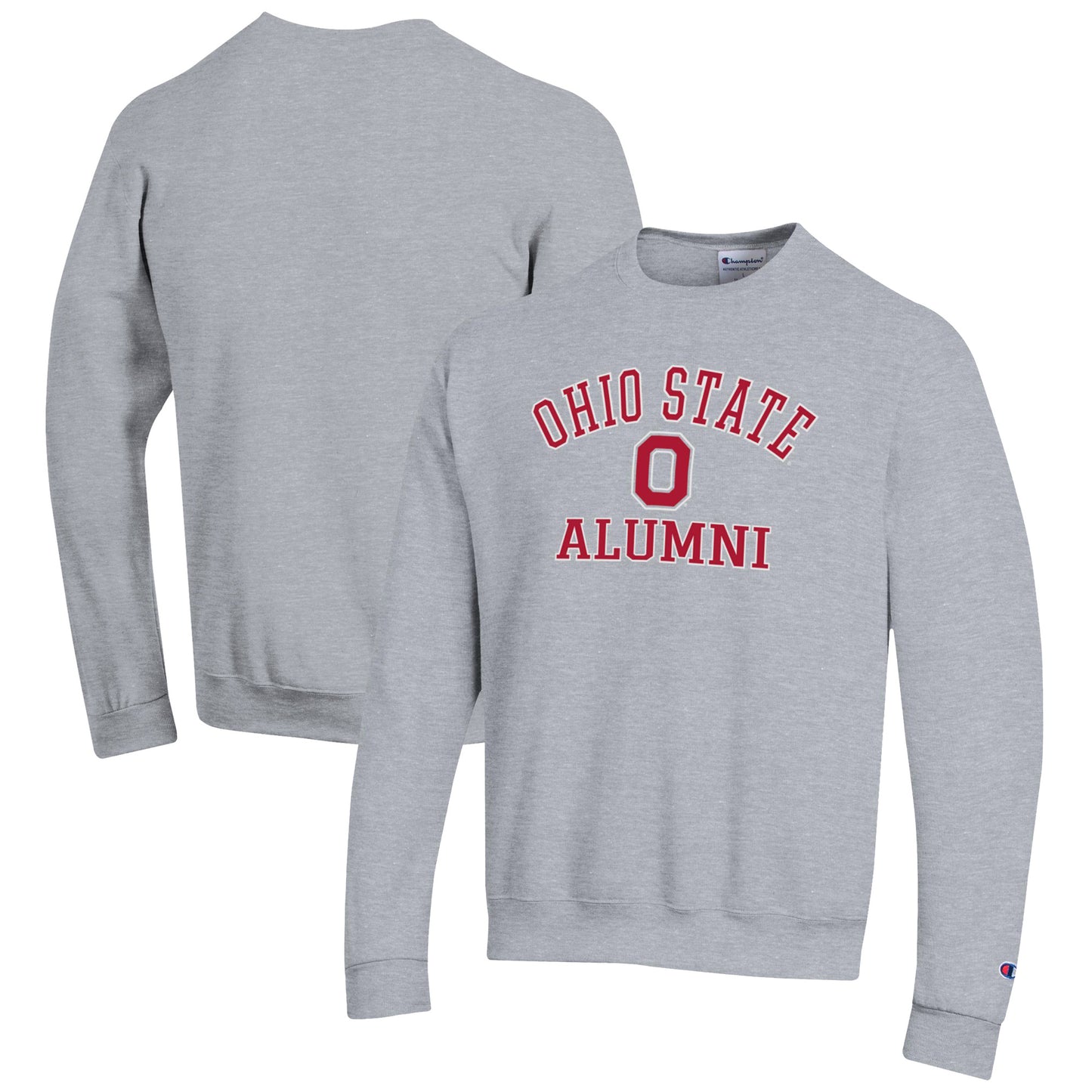 Men's Champion  Gray Ohio State Buckeyes Alumni Logo Arch Pullover Sweatshirt