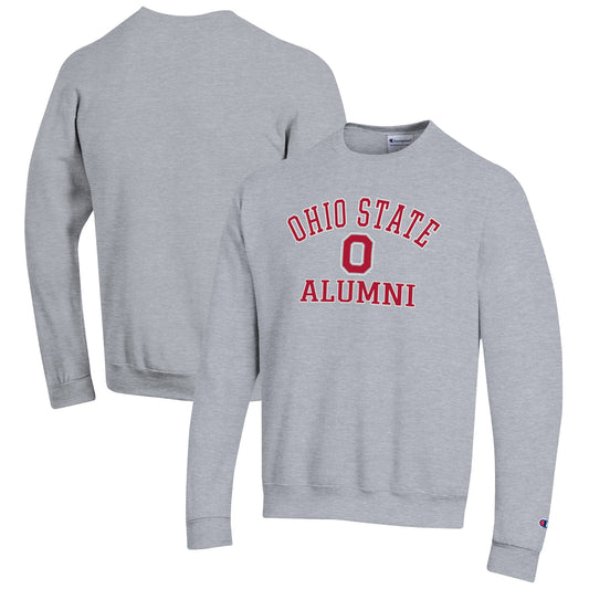 Men's Champion  Gray Ohio State Buckeyes Alumni Logo Arch Pullover Sweatshirt