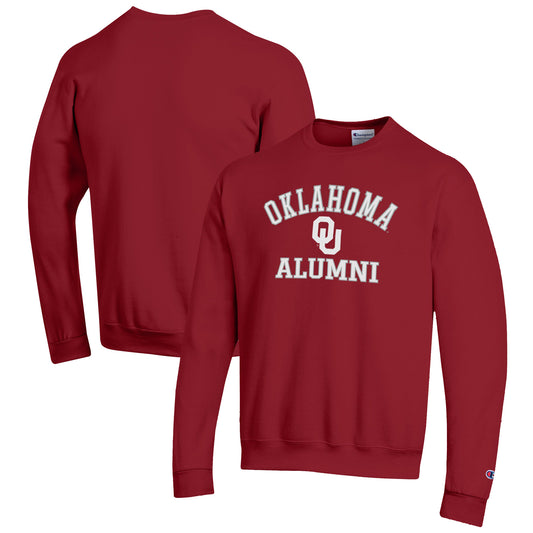 Men's Champion  Crimson Oklahoma Sooners Alumni Logo Arch Pullover Sweatshirt