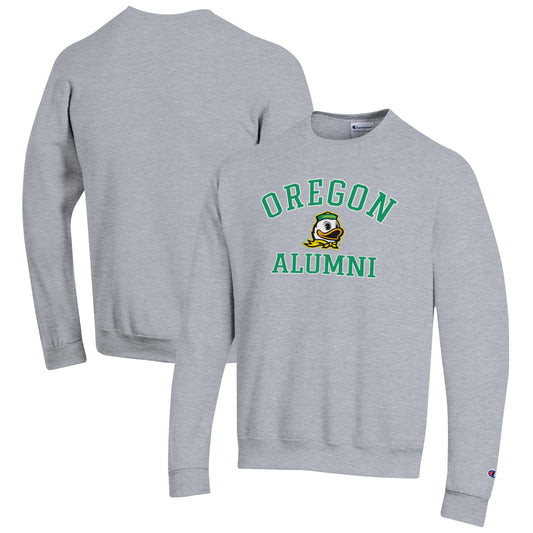 Men's Champion  Gray Oregon Ducks Alumni Logo Arch Pullover Sweatshirt