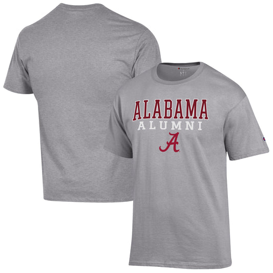 Men's Champion  Gray Alabama Crimson Tide Alumni Logo Stack T-Shirt