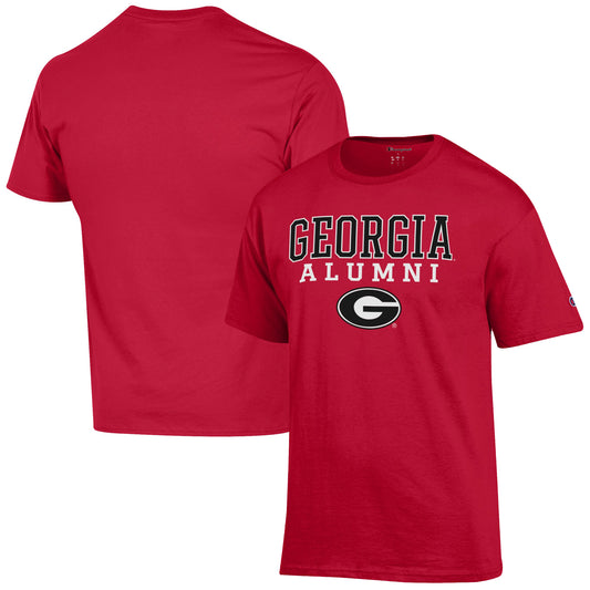 Men's Champion  Red Georgia Bulldogs Alumni Logo Stack T-Shirt