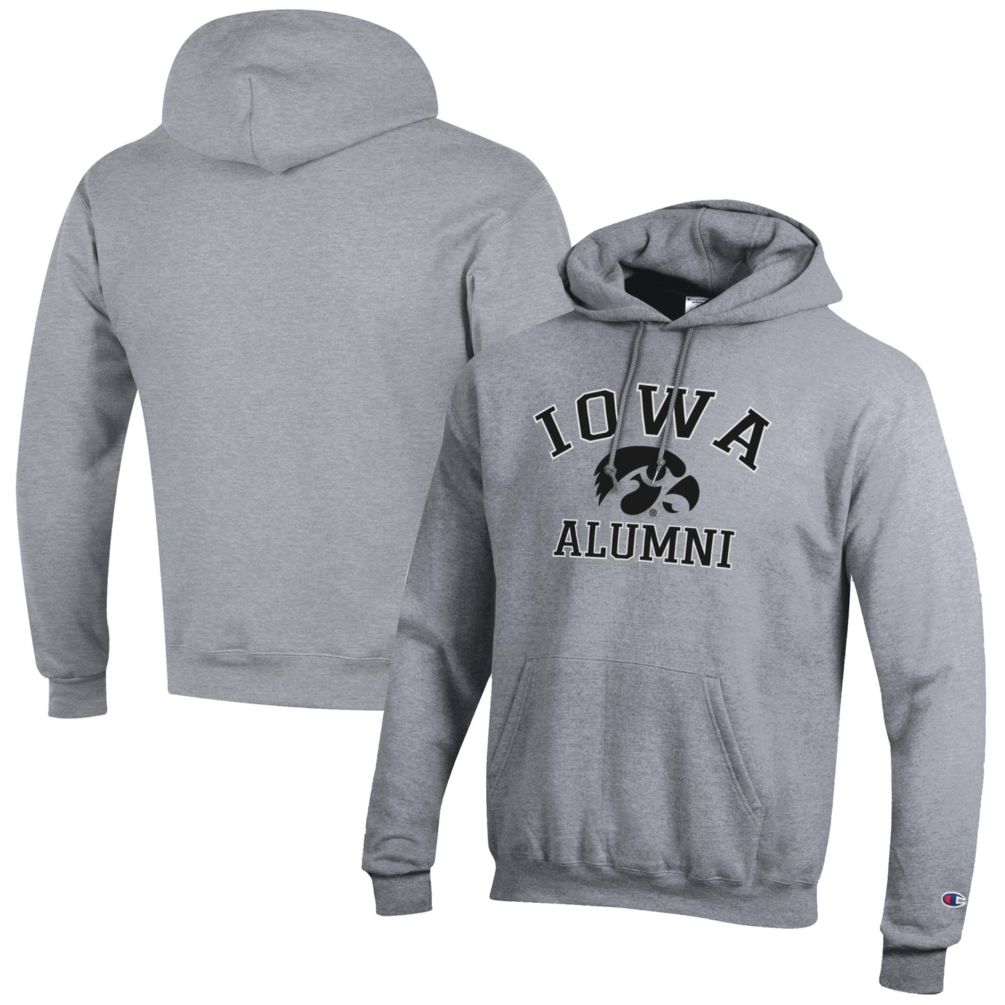 Men's Champion  Gray Iowa Hawkeyes Alumni Logo Pullover Hoodie