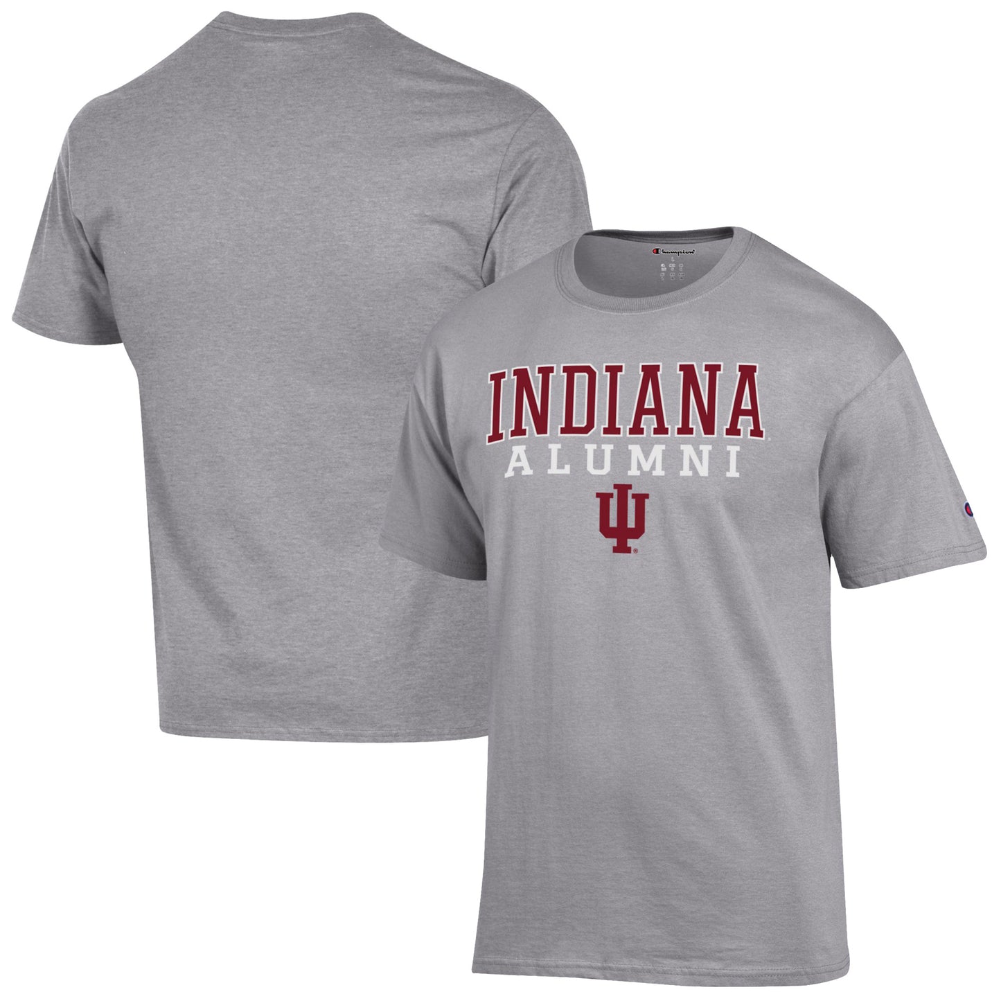 Men's Champion  Gray Indiana Hoosiers Alumni Logo Stack T-Shirt