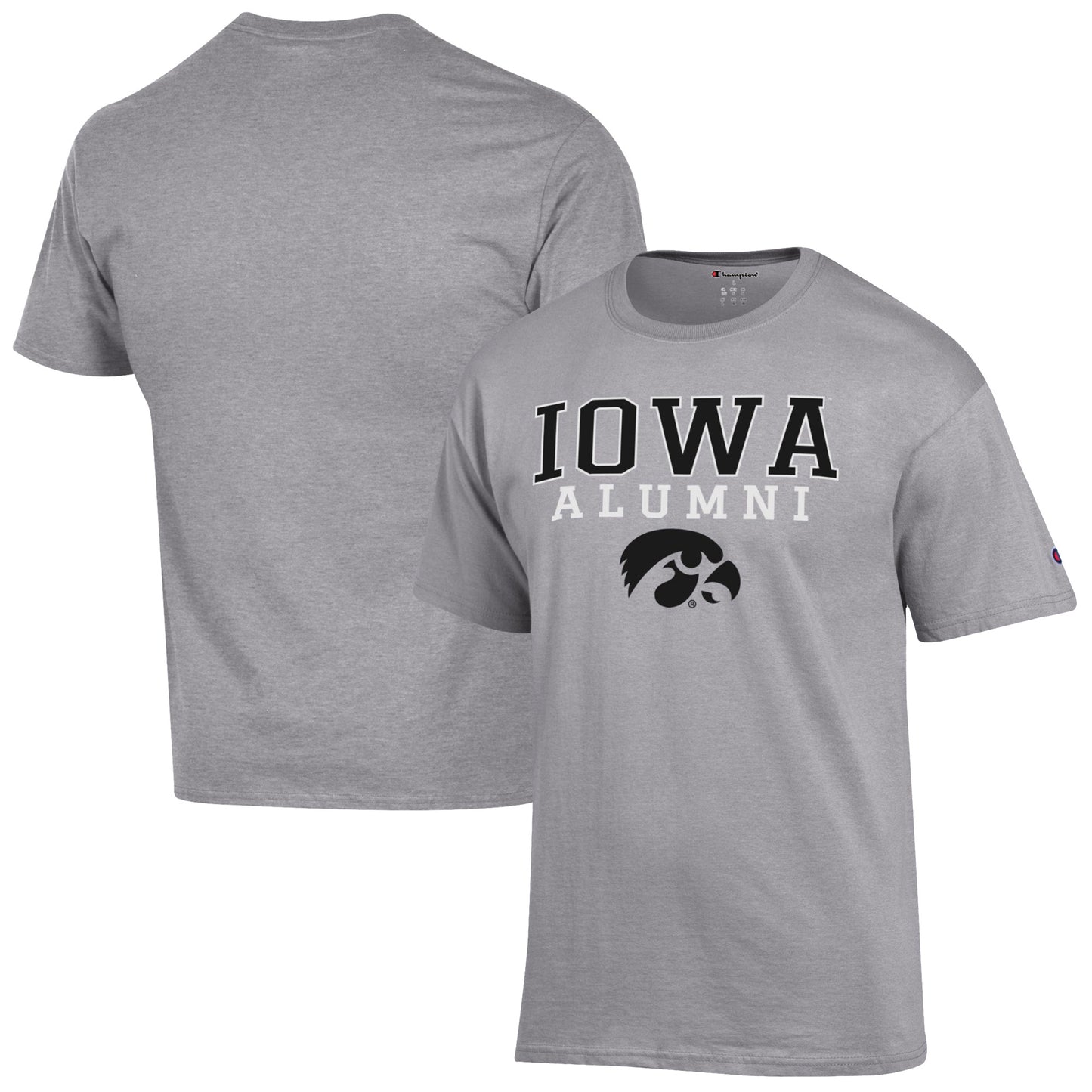 Men's Champion  Gray Iowa Hawkeyes Alumni Logo Stack T-Shirt