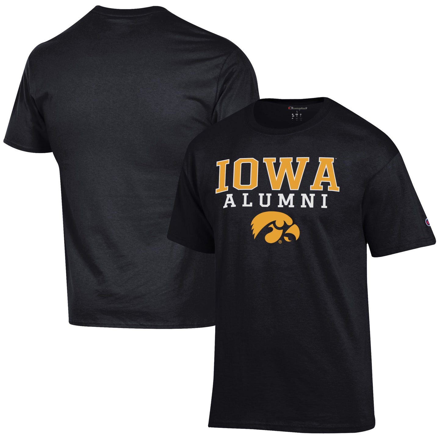 Men's Champion  Black Iowa Hawkeyes Alumni Logo Stack T-Shirt