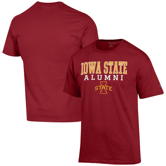 Men's Champion  Cardinal Iowa State Cyclones Alumni Logo Stack T-Shirt