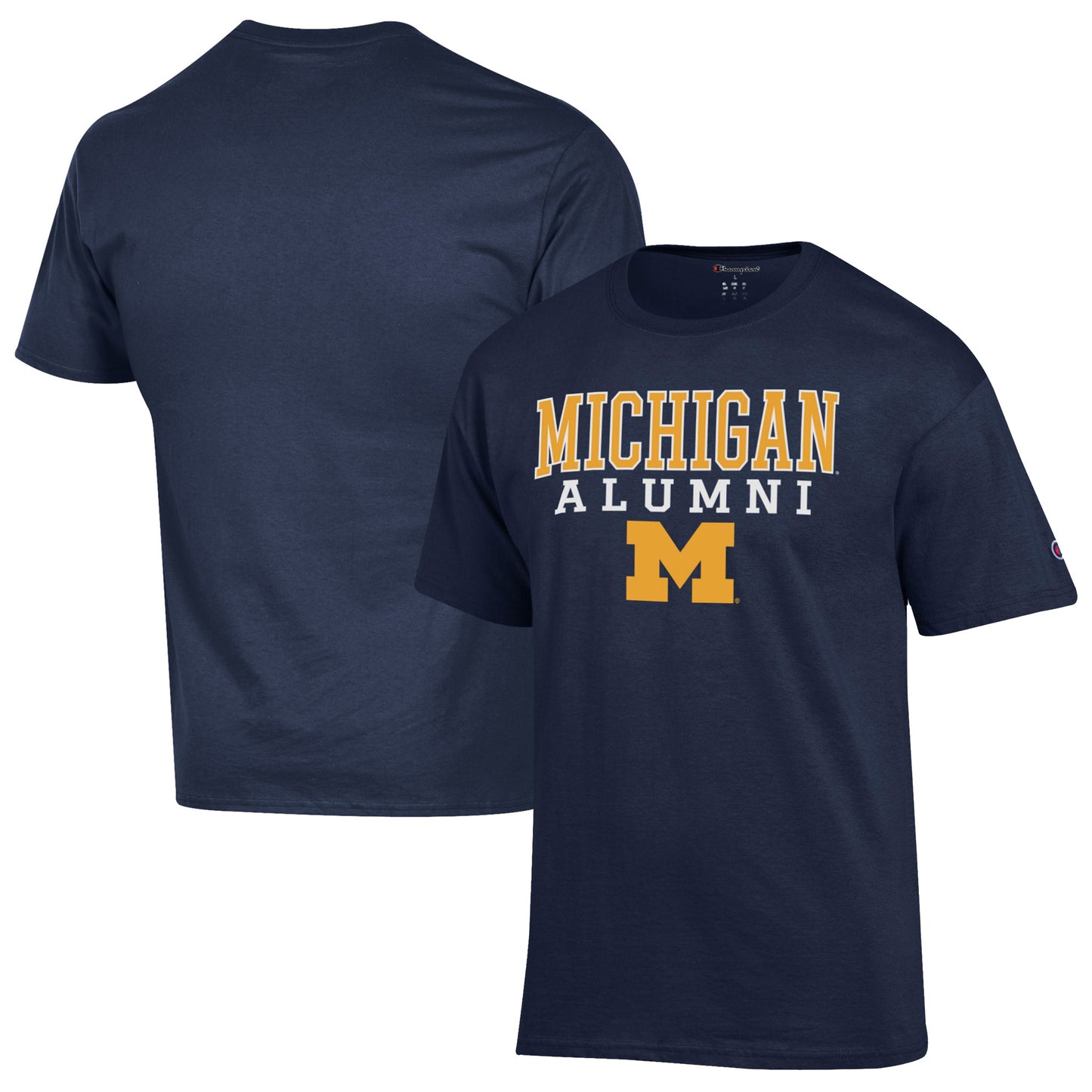 Men's Champion  Navy Michigan Wolverines Alumni Logo Stack T-Shirt