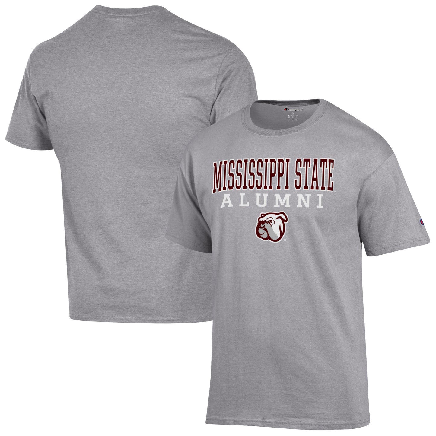 Men's Champion  Gray Mississippi State Bulldogs Alumni Logo Stack T-Shirt