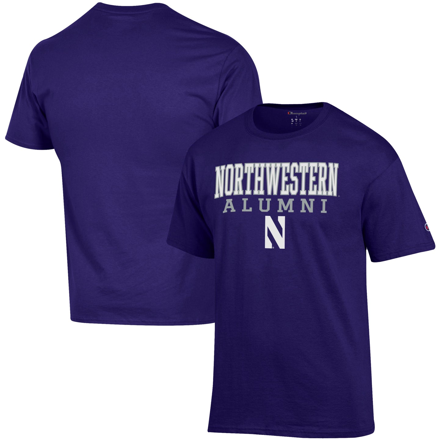 Men's Champion  Purple Northwestern Wildcats Alumni Logo Stack T-Shirt